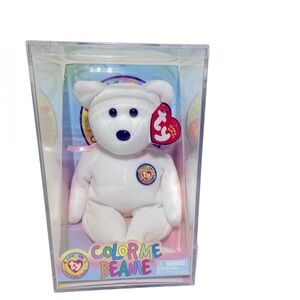 TY Color Me Beanie Babies Bear Pink Ribbon BRAND NEW Markers Plastic Case 2002